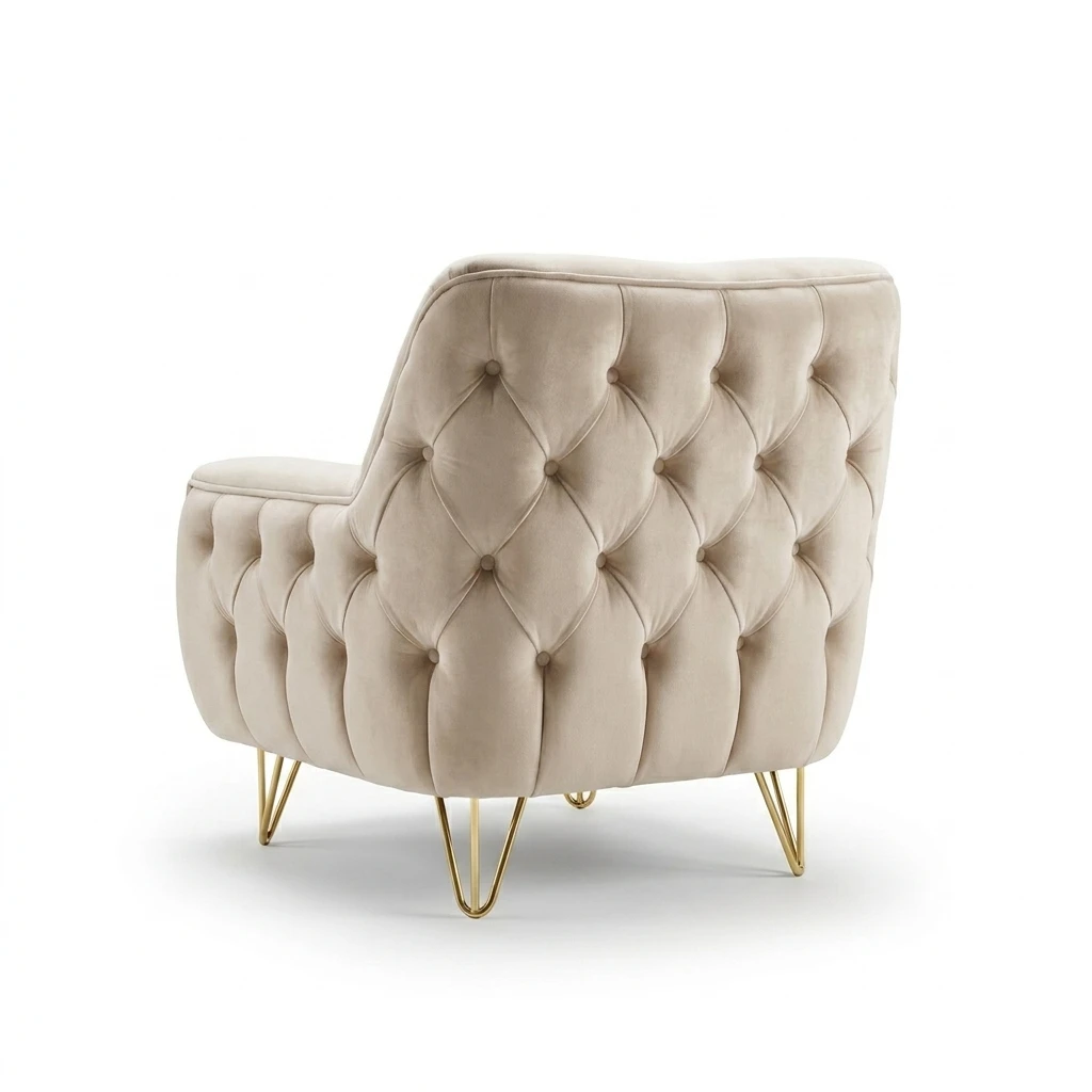 Armchair from behind, showing the tufted back
